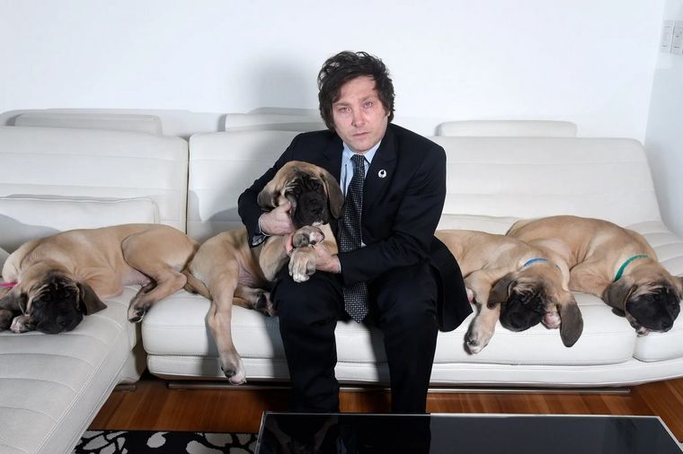 Javier Milei y sus perros. Foto: Gentileza Marcelo Dubini / Revista Caras