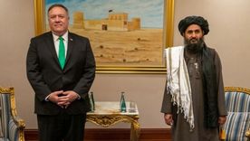 El entonces secretario de Estado, Mike Pompeo, y Abdul Ghani Baradar se reunieron en septiembre de 2020 en Doha. Foto: Getty Images