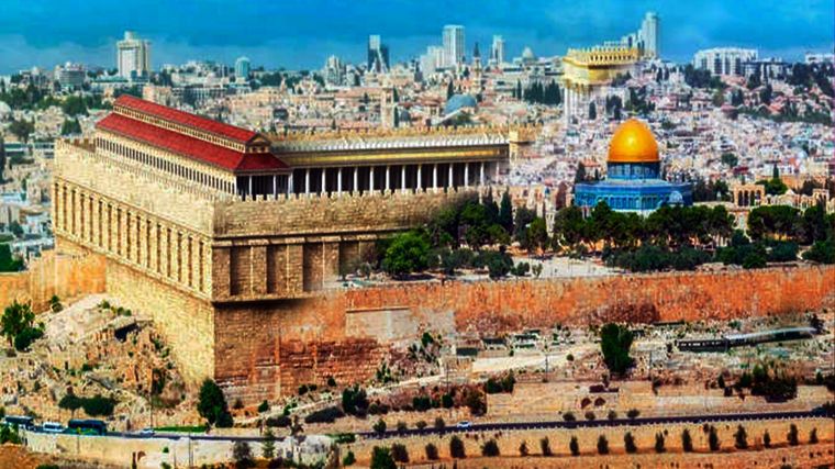 Las murallas de Jerusalén fueron construidas entre 1535 y 1538, y actualmente integran el patrimonio de la Humanidad de UNESCO. Esta imagen  mezcla el presente con un fragmento (elaborado con técnicas virtuales) de cómo era antes, ya que lo muestra reconstruido. Foto: Love Exploring - Msn.com/