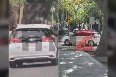Las fotos del Toyota Yaris blanco utilizado por la banda de robarruedas que fueron registradas por testigos en diferentes hechos.&nbsp;