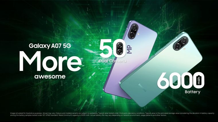 El Samsung Galaxy A07 ofrece resistencia al agua y polvo con certificación IP54. El Samsung Galaxy A07 ofrece resistencia al agua y polvo con certificación IP54.