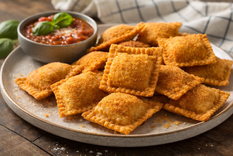 Una receta perfecta de ravioles fritos para compañar con tu dip favorito