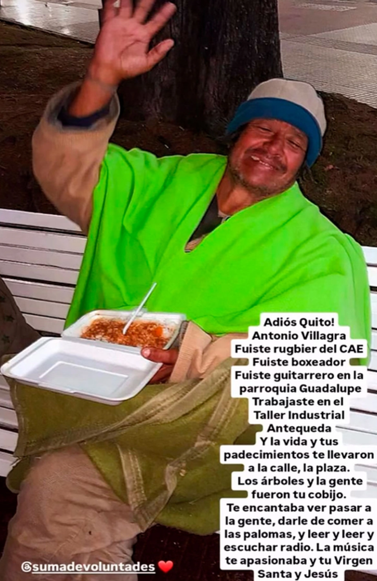 La ONG Suma de Voluntades le dedicó un sentido mensaje a Quito, el hombre en situación de calle que falleció en Paraná en medio de la ola polar. La ONG Suma de Voluntades le dedicó un sentido mensaje a Quito, el hombre en situación de calle que falleció en Paraná en medio de la ola polar.