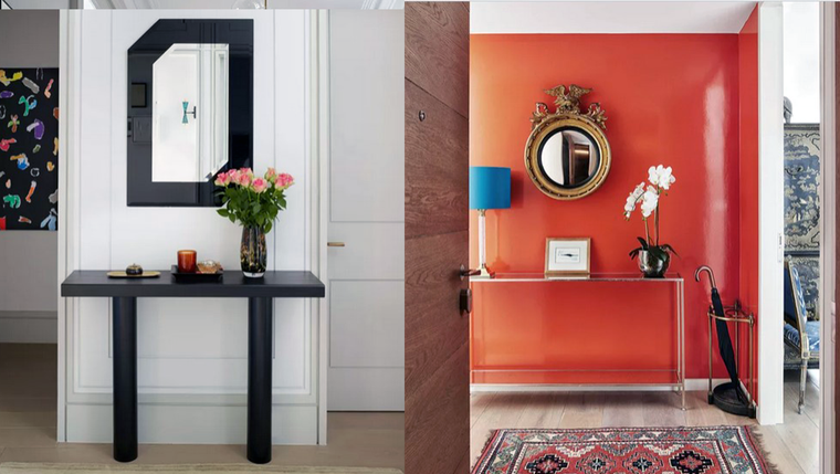 Para las pequeñas entradas no es aconsejable llenar las paredes con muebles y decoración, sino que todo lo contrario: mantener al mínimo la cantidad de muebles en el espacio Foto: homesandgardens.com