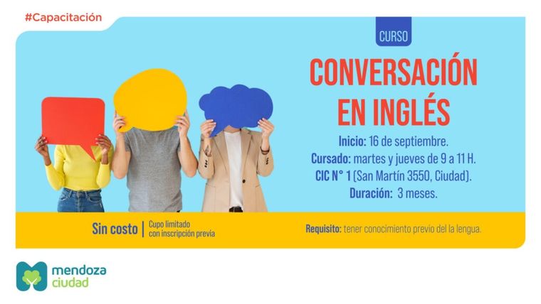 Curso gratuito de conversación en inglés en Ciudad de Mendoza. Curso gratuito de conversación en inglés en Ciudad de Mendoza.