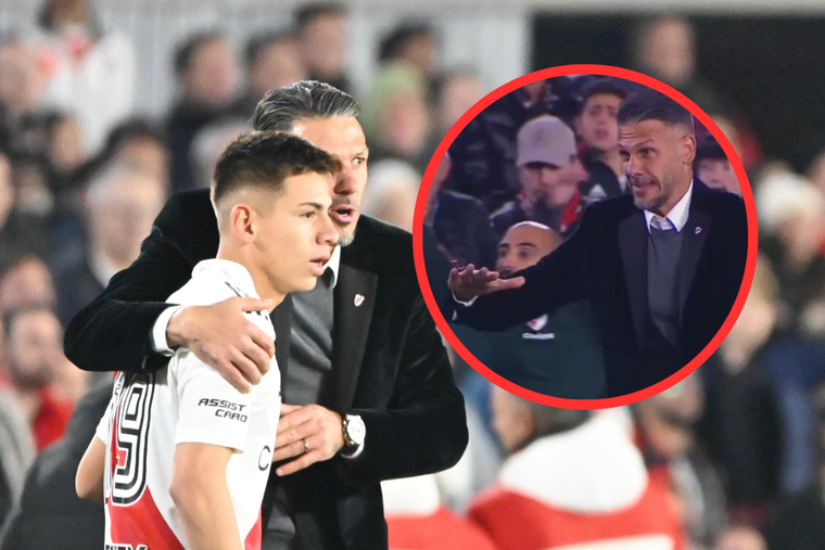 Demichelis y un curioso gesto para indicar el debut del Diablito Echeverri