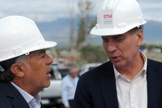 Alfredo Cornejo y Diego Santilli, en las obras del Metrotranvía en el Aeropuerto.&nbsp;