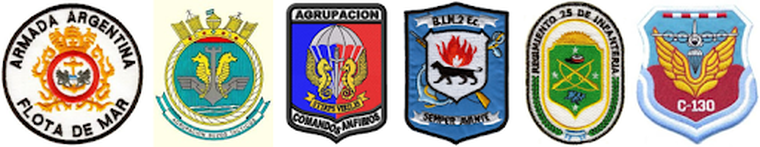 Emblemas de las unidades involucradas en la recuperación de las islas. Emblemas de las unidades involucradas en la recuperación de las islas.