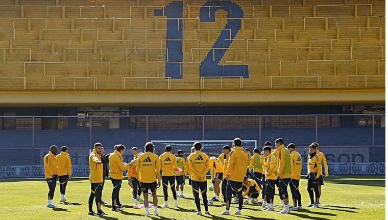El entrenamiento de Boca en la Bombonera. 