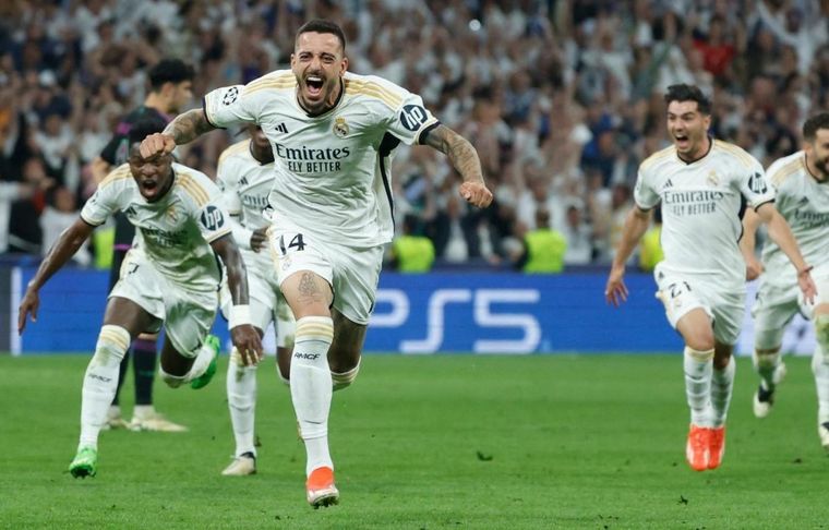 Joselu festeja su segundo gol del Real Madrid frente al Bayern. Foto: UEFA