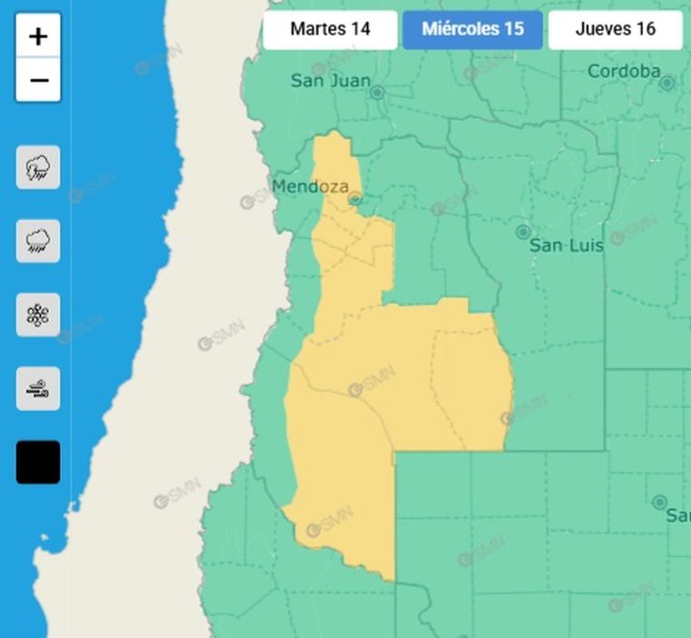 Según el SMN, hay alerta por Zonda en gran parte de Mendoza. Según el SMN, hay alerta por Zonda en gran parte de Mendoza.