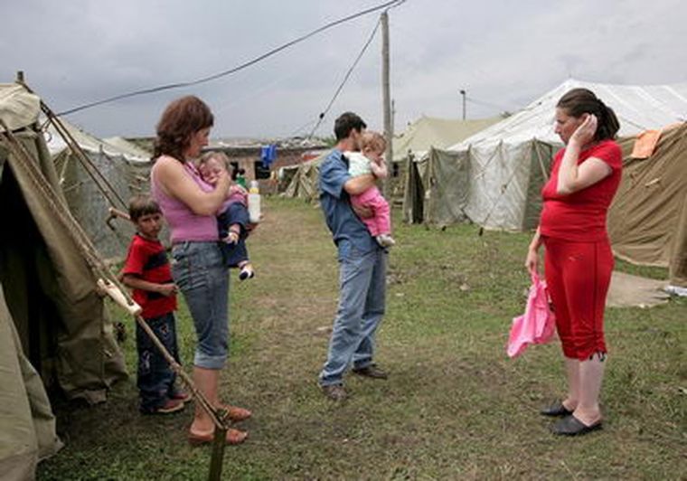 Imagen de un campo de refugiados montado en Osetia del Norte. Foto: EFE