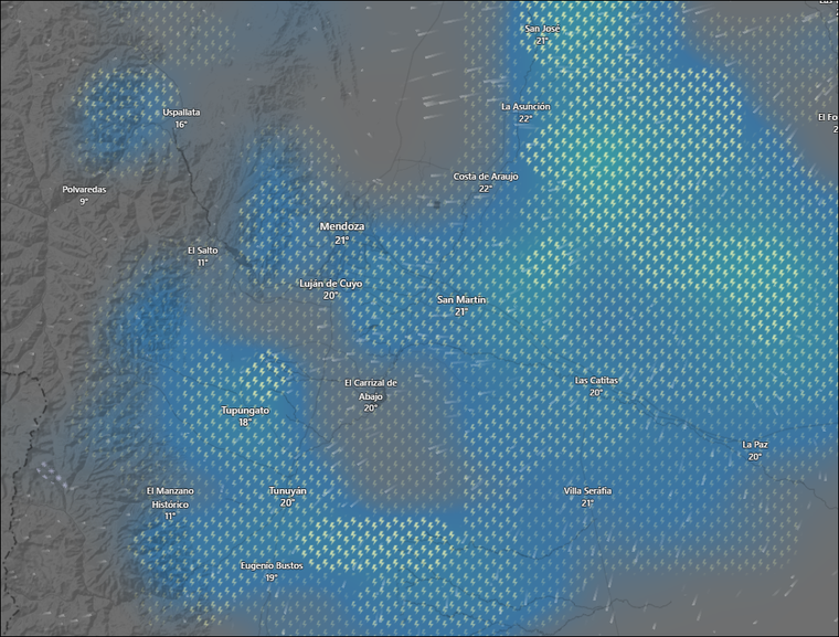 La alerta del SMN anticipa tormentas fuertes en parte de Mendoza, con granizo ocasional, ráfagas de hasta 70 km/h y lluvias abundantes en poco tiempo.