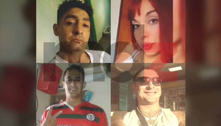 Arriba: el padre de la niña baleada, Marcelo José Agüero Delclaux, y su hermana, Yamila. Abajo, sus dos hermanos con pasos carcelarios: Mauricio y Diego Agüero Delclaux.&nbsp;