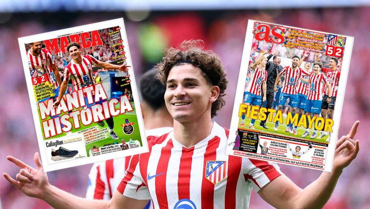 Julián Álvarez estuvo en la portada de todos los medios españoless tras su doblete para el Atlético de Madrid.