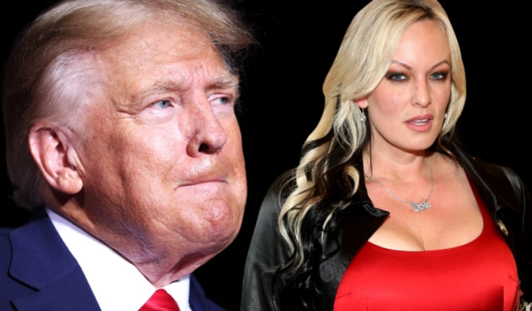 Donald Trump y Stormy Daniels Trump y la actriz porno, en el ojo de la tormenta. Foto: SalonIllustration.