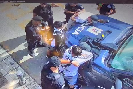 Hinchas chilenos detenidos tras los ataques en Mendoza Foto: Ministerio de Seguridad de Mendoza