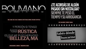 En la imagen cuatro imágenes con cuatro momentos de las canciones Lamento boliviano (Alcohol Etílico), Vulnerable (Gauchito Club), Te acordás? (Setas) y Sabés dónde encontrame (Pasado Verde).