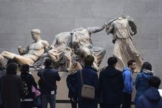 Algunos de los mármoles del Partenón griego, en el Museo Británico. Foto: Efe.