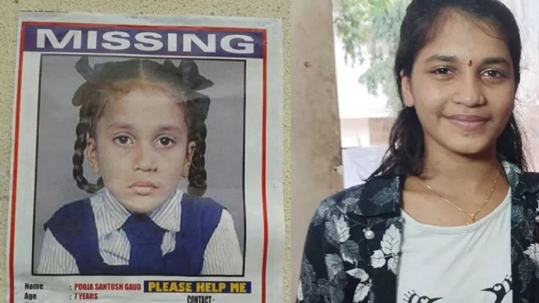 La madre de Pooja había perdido toda esperanza de encontrar a su hija. Foto: BBC Y LA POLICÍA DE BOMBAY
