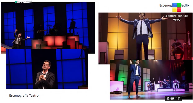 La escenografía de la obra de teatro de Agustín Aristarán y la comparación con el espectáculo que salió en Netflix. La escenografía de la obra de teatro de Agustín Aristarán y la comparación con el espectáculo que salió en Netflix.