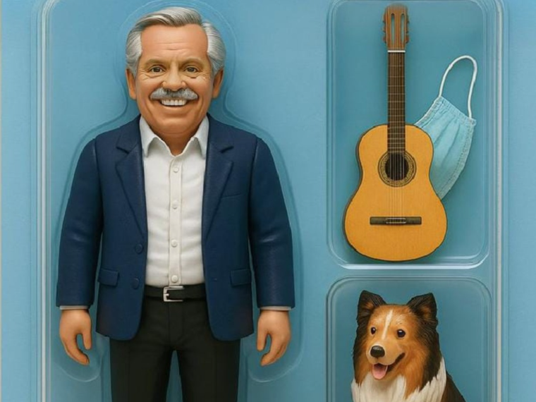 Muñeco de Alberto Fernández Foto: Captura de X @ferdelucaok