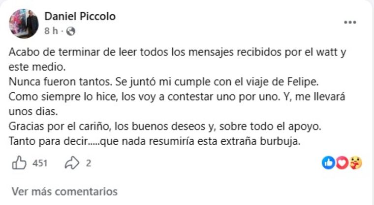 La publicación de Piccolo en Facebook. La publicación de Piccolo en Facebook.