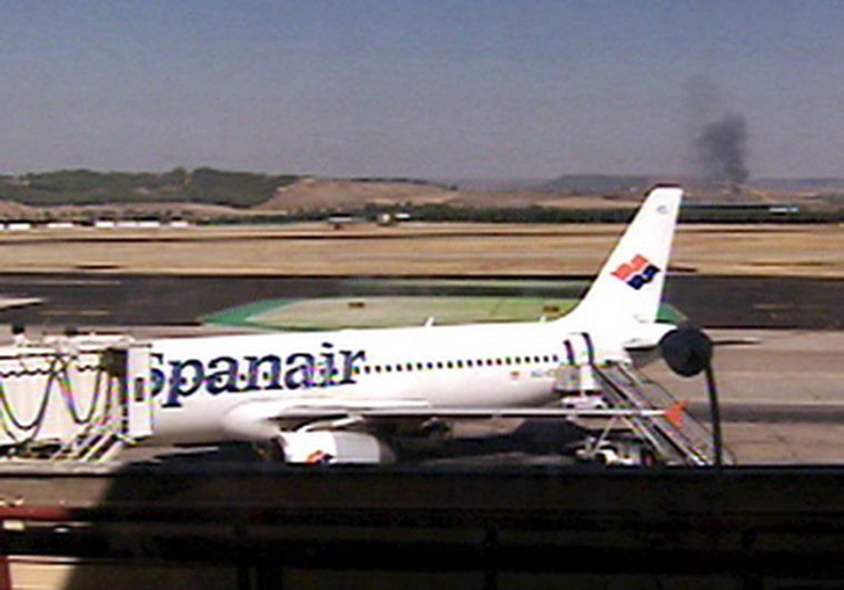 El trágico accidente se produjo en las proximidades del aeropuerto de Barajas. Foto: EFE TV
