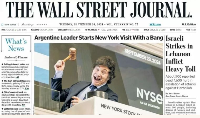 El paso de Milei por la Bolsa de Nueva York no pasó desapercibida Foto: Captura