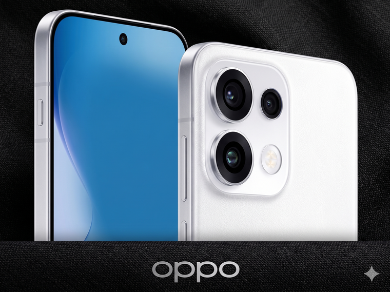 Oppo Reno 16: el diseño del módulo de cámaras trasero unifica tres sensores de alta resolución y un flash de tipo inteligente.