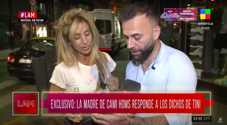 La madre de Camila Homs opinó sobre las últimas declaraciones de Tini Stoessel. Foto: Imagen de América TV