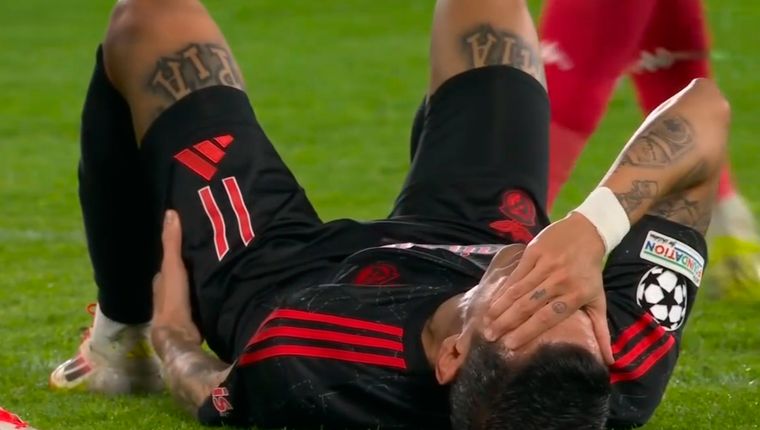 Di María jugó apenas uno minutos y se resintió de su lesión muscular. Foto: Captura ESPN