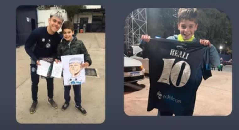 Un mucho más pequeño Santi junto con Matías Reali, quien le obsequió su casaca luego de su último partido en la institución. Foto: gentileza. Un mucho más pequeño Santi junto con Matías Reali, quien le obsequió su casaca luego de su último partido en la institución. Foto: gentileza.