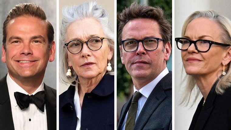 (De izquierda a derecha) Lachlan, Prudence, James y Elisabeth Murdoch