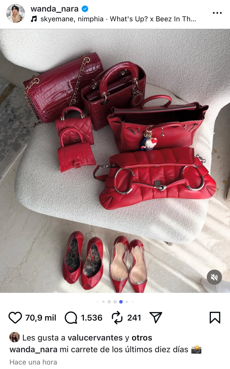 La publicación de Wanda y el like de Valentina. Créditos: Instagram La publicación de Wanda y el like de Valentina. Créditos: Instagram