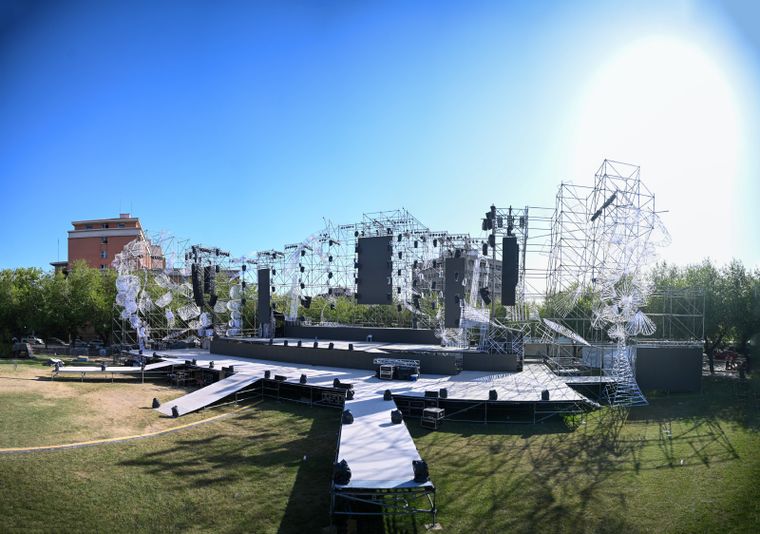 El escenario de la próxima Vendimia dela Ciudad de Mendoza, en el Parque Cívico. Foto: Gentileza