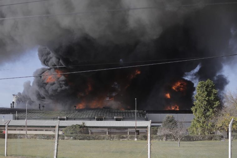 El incendio en la fábrica Plastiandino de San Rafael Foto: Prensa Gobierno de Mendoza