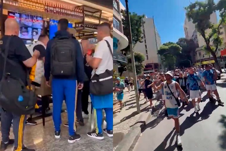 Barras de Boca y de Racing se cruzaron en el aeropuerto.