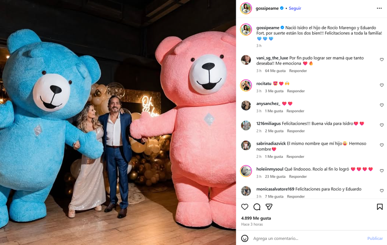 Rocío Marengo y Eduardo Fort son padres. Rocío Marengo y Eduardo Fort son padres.