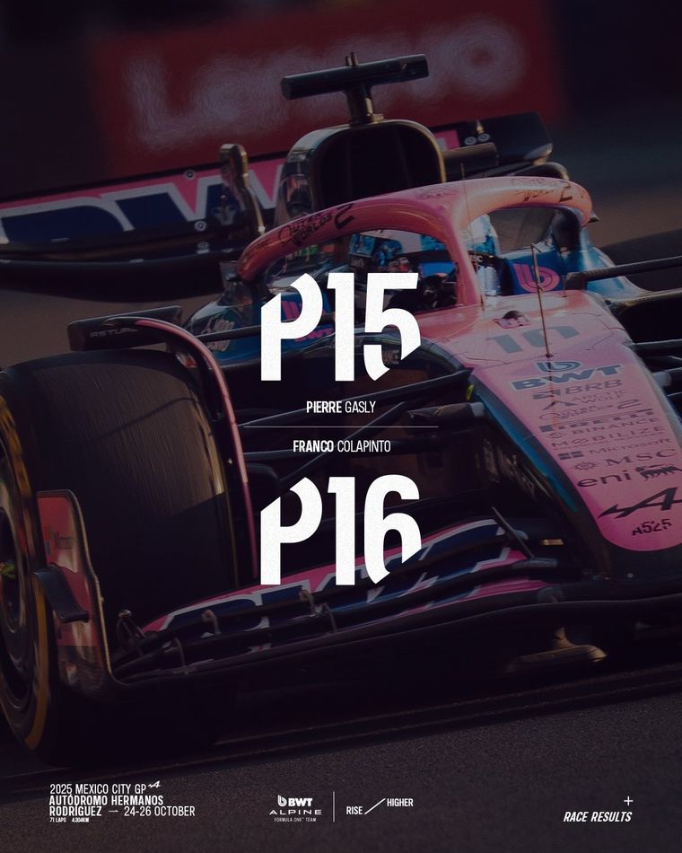 Franco Colapinto y Pierre Gasly, último y penúltimo en México. Franco Colapinto y Pierre Gasly, último y penúltimo en México.