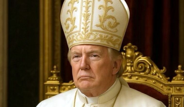 Donald Trump, disfrazado de papa (imagen generada con IA). Foto: Dpa.