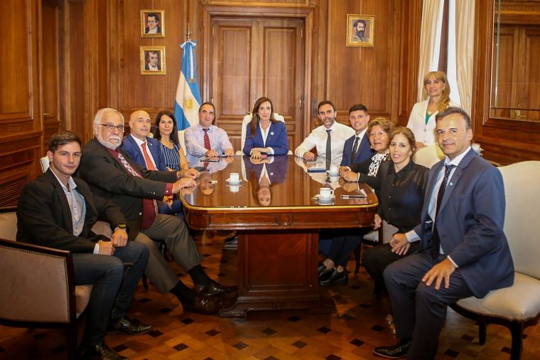 Vilma Bedia y el resto de los senadores libertarios, junto a Victoria Villarruel. Foto: Instagram Vilma Bedia
