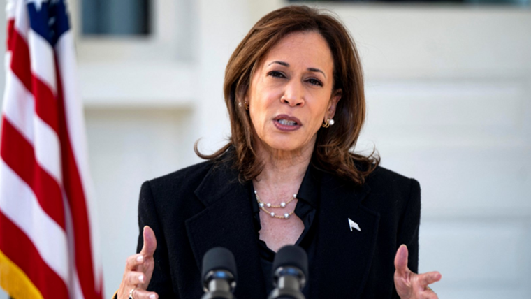 Kamala Harris pronunció un duro mensaje contra Trump en su residencia en Washington DC. Foto: Reuters