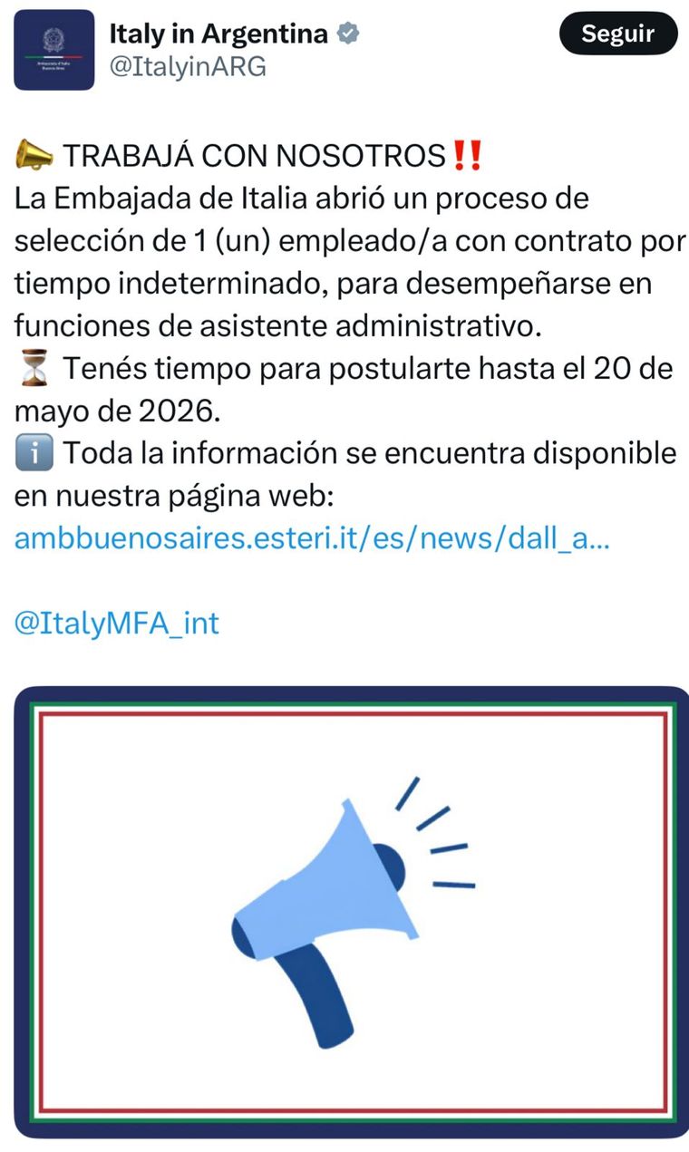 Búsqueda laboral de la Embajada de Italia. Búsqueda laboral de la Embajada de Italia.