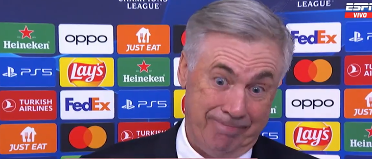 Ancelotti dijo que el penal que le dieron al City ante el Leipzig fue una locura.