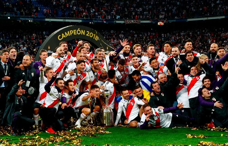 River campeón Lamela y un guiño a la final en el Bernabéu. Foto: Archivo