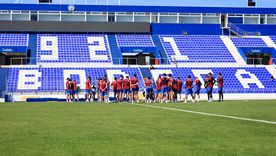 El plantel de Godoy Cruz entrenó este jueves en el Feliciano Gambarte de cara a los últimos tres partidos del torneo.