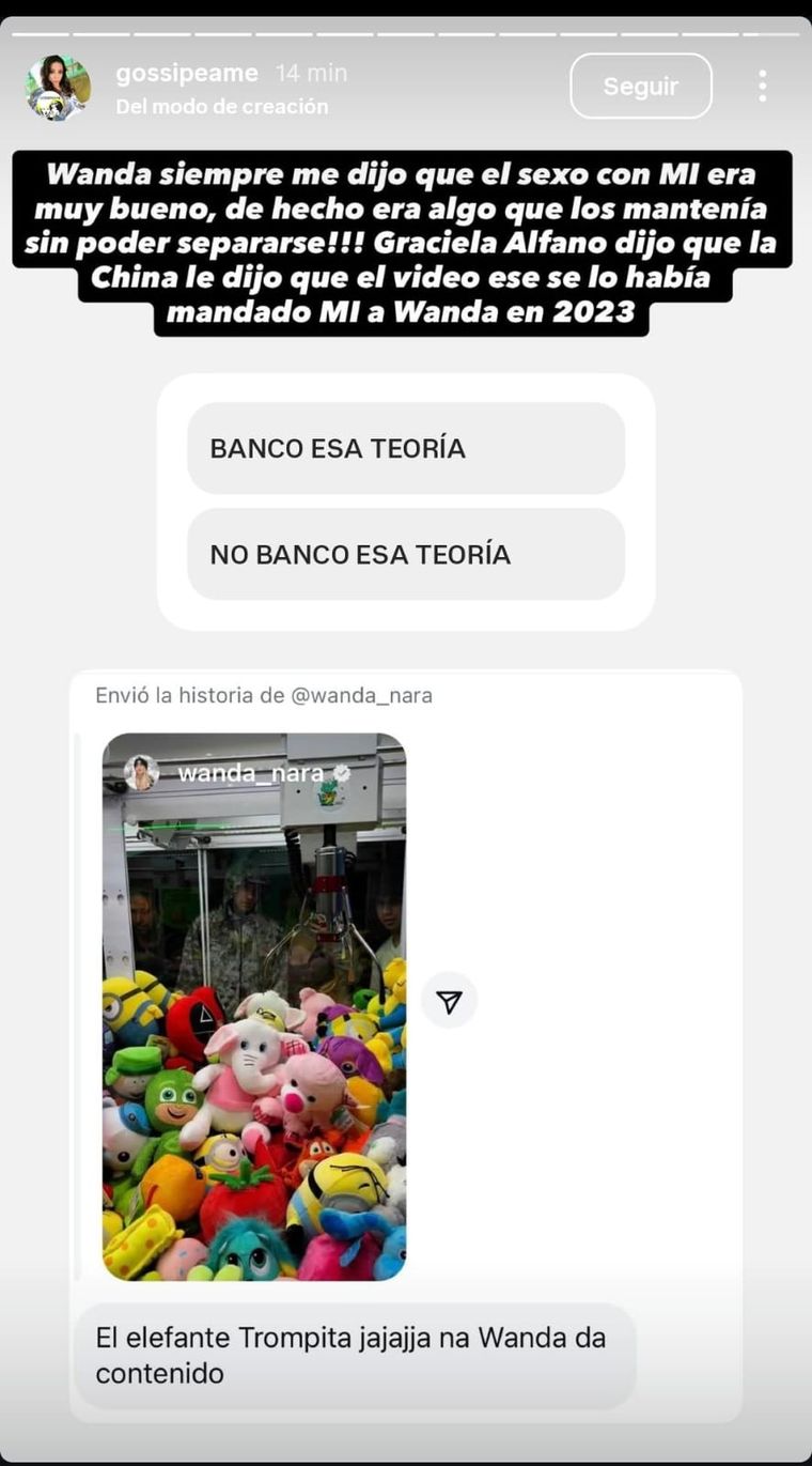 La supuesta teoría de Wanda Nara. Créditos: Instagram / gossipeame La supuesta teoría de Wanda Nara. Créditos: Instagram / gossipeame