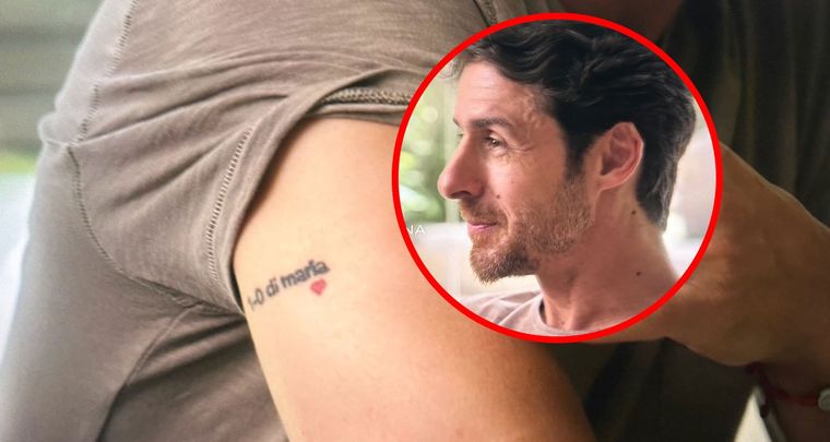 El tatuaje de Pablo Aimar sobre Di María. Foto: Captura