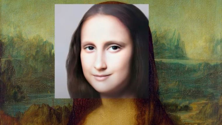 El rostro de La Gioconda procesado con redes neuronales.